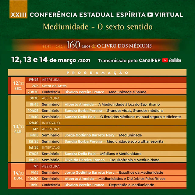 XXIII Conferência Estadual Espírita - Virtual - 12 a 14 de março de 2021 1