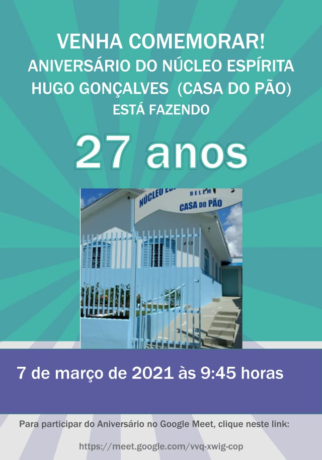 Aniversário do Núcleo Espírita Hugo Gonçalves - 07 de março de 2021 1
