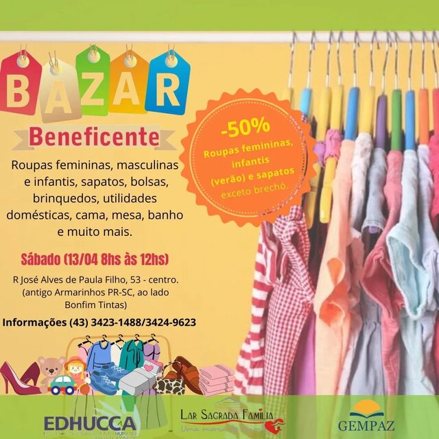 Bazar Beneficente da Edhucca - Apucarana - sábado - 13 de abril de 2024 6