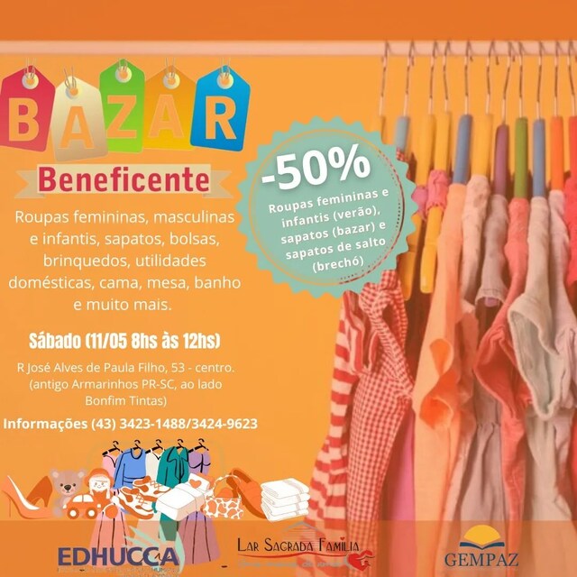 Bazar Beneficente da EDHUCCA - Apucarana - sábado - 11 de maio de 2024 1