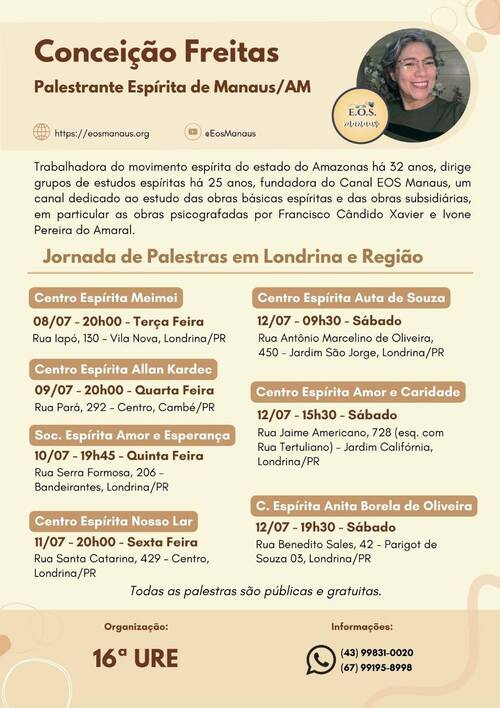 Jornada de Palestras com Conceição Freitas - Londrina e Região - 08 a 12 de julho de 2025 1