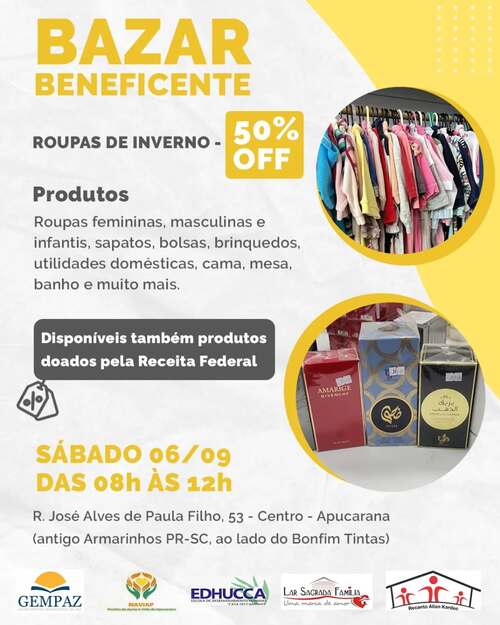 Bazar Beneficente da EDHUCCA - Apucarana - 06 de setembro de 2025 - das 8h às 12h 1