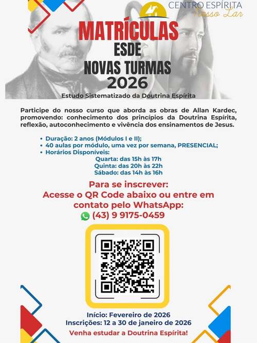 ESDE 2026 - Centro Espírita Nosso Lar - Londrina - início em fevereiro de 2026 1