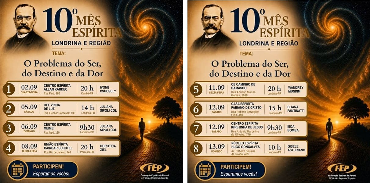 10º Mês Espírita em Londrina e Região - 16ª URE - 02/09 a 30/09/2026 2