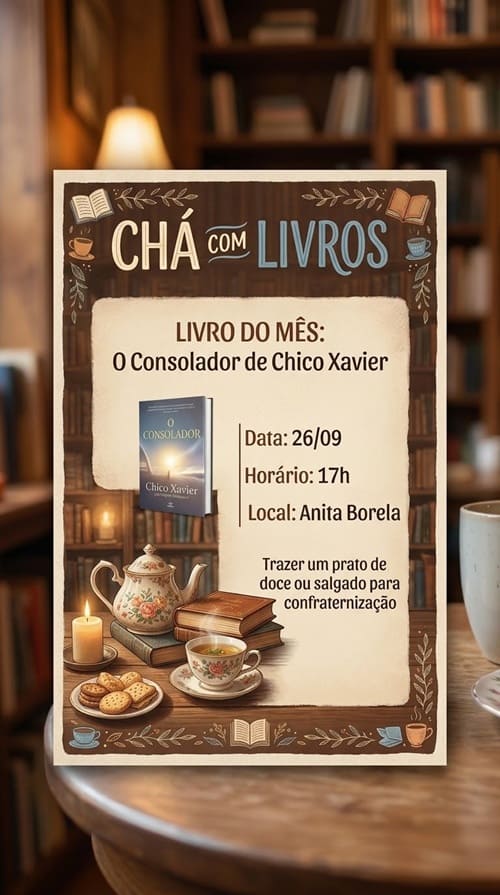 Chá com Livros - Casa Espírita Anita Borela de Oliveira- 26 de setembro de 2026 1