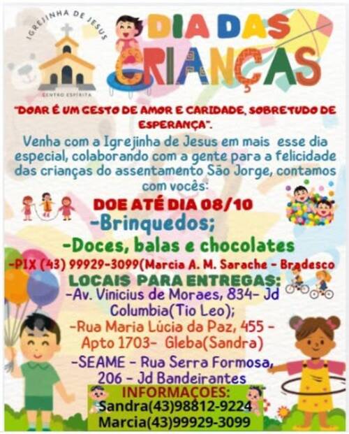 Campanha para o Dia das Crianças - C. E. Igrejinha de Jesus - até 08 de outubro de 2026 1